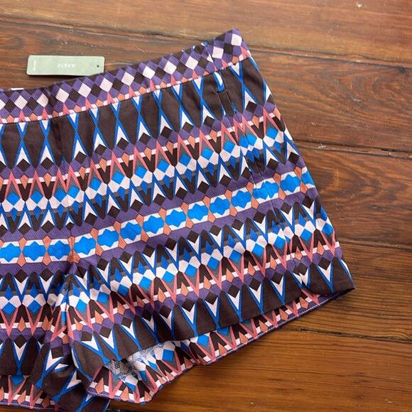 NWT J. Crew art deco geometric print back zip hi rise flat front shorts sz 12 - Picture 2 of 6